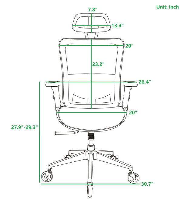 Ergonomic Mesh Office Chair - (WHITE MESH)