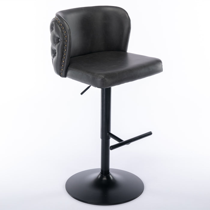 Modern PU Upholstered Bar Stools with Whole Back Tufted - Dark Grey