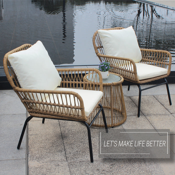 3PCS Outdoor Patio Set - Natural Color