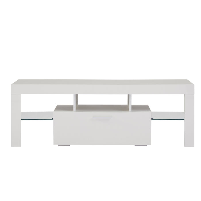 White morden TV Stand with LED Lights-WHITE