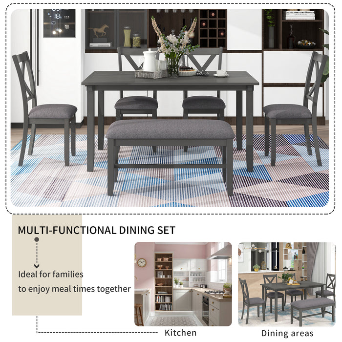 6-Piece Kitchen Dining Table Set - Gray