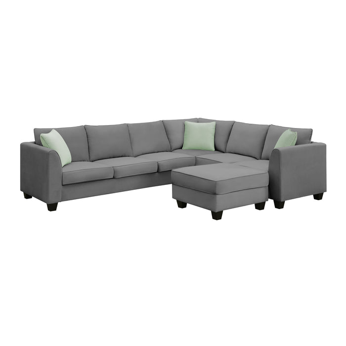 7 Seats Modular Sectional Sofa with Ottoman - Grey