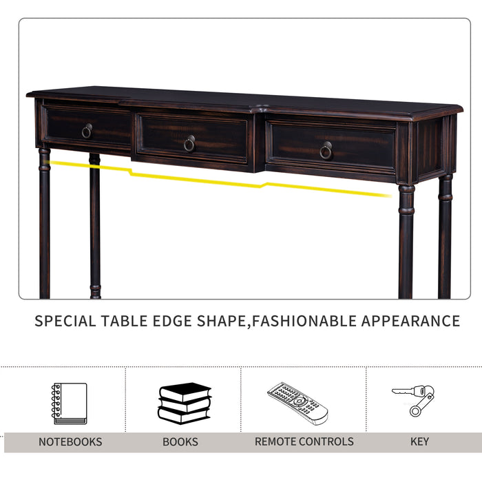 Console Table  with Drawers - Espresso