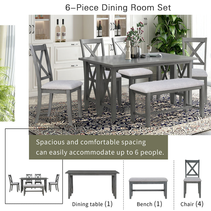 6-Piece Family Dining Room Set - Gray