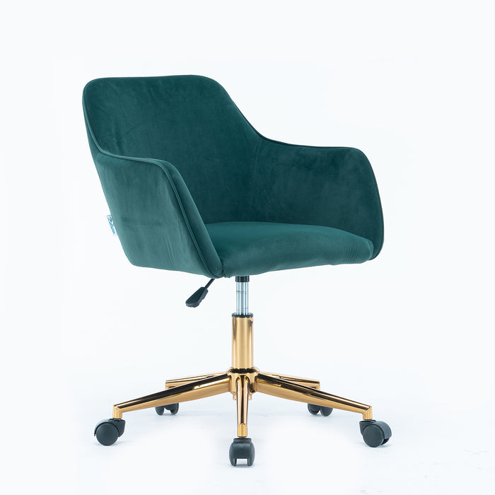 Modern Velvet Home Office Chair - Dark Green