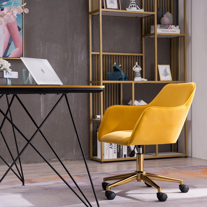 Modern VelvetHome Office Chair - Yellow