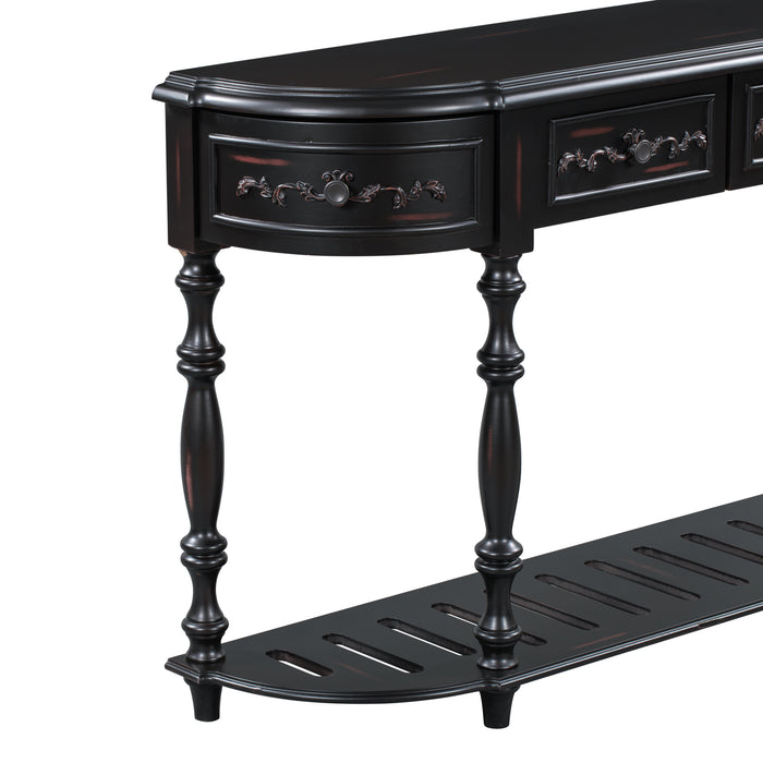 Modern and Contemporary Curved Console Table for Hallway Living Room Bedroom - Black