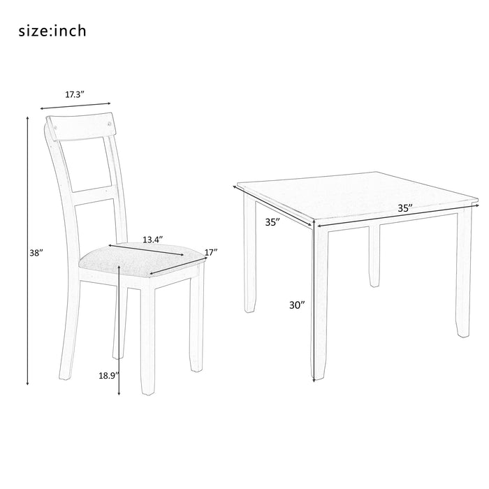 5 Piece Dining Table Set - Grey