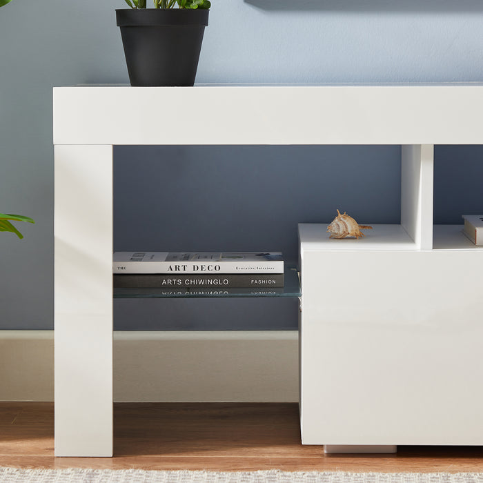 White morden TV Stand with LED Lights-WHITE