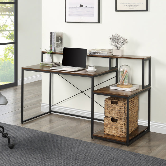 Home Office Computer Desk with Storage Shelves