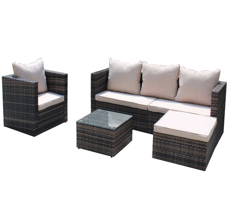 Rattan Patio Furniture Set (4 Pieces, Brown)