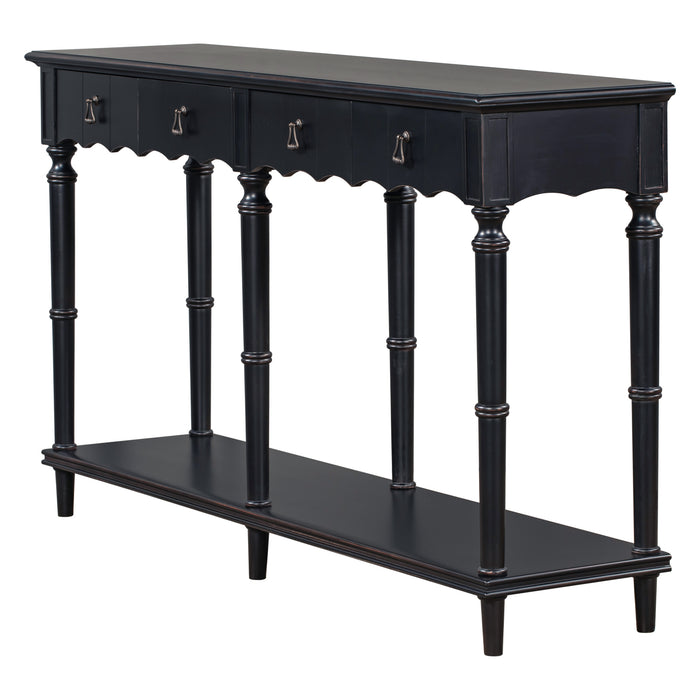 Country Console Table for Hallway - Antique Black