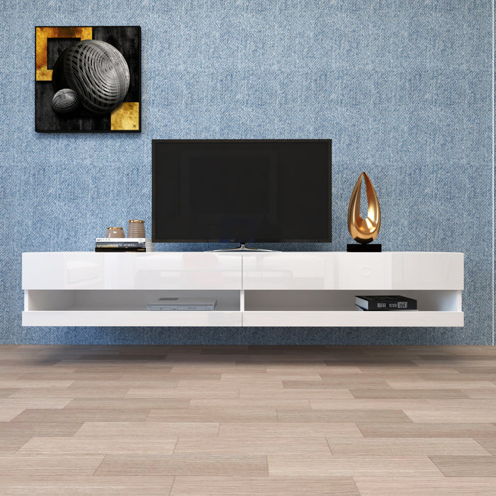 Wall Mounted Floating 80" TV Stand with 20 Color LEDs White