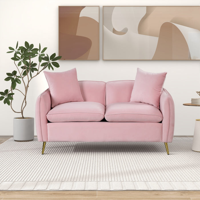 2 Piece Velvet Upholstered Sofa Sets, Pink