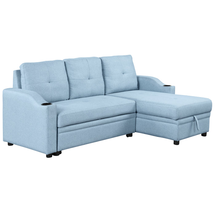 Modern Pull Out Sofa Bed - Blue