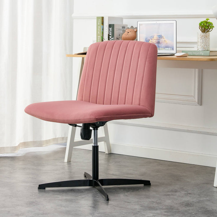 Pink Velvet Home Office Chair - No Wheels