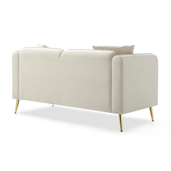 59” Modern Upholstered Velvet Loveseat - Beige