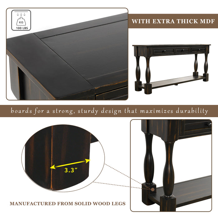 Console Table - Distressed Black