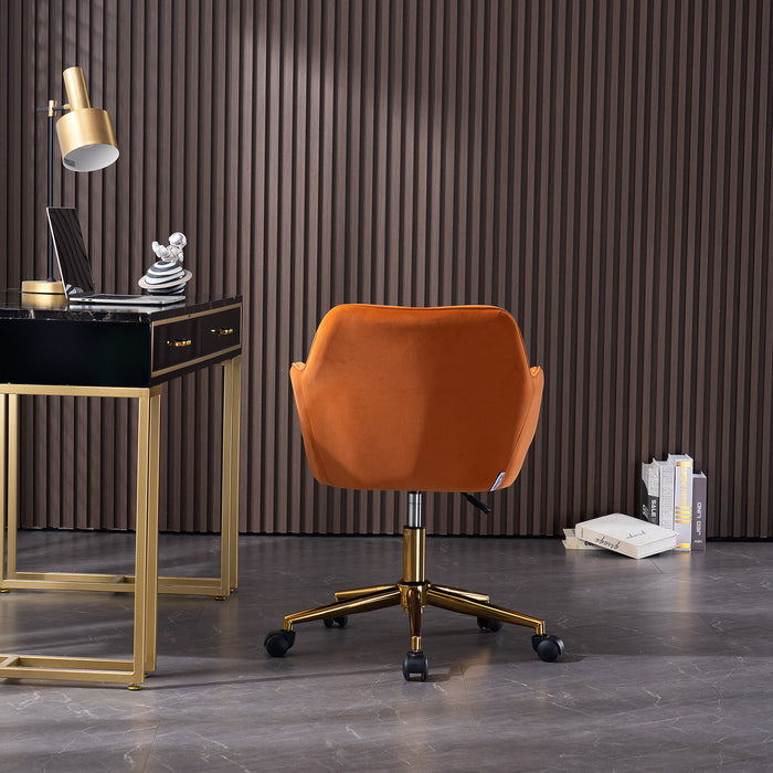 Modern Velvet Home Office Chair - Orange