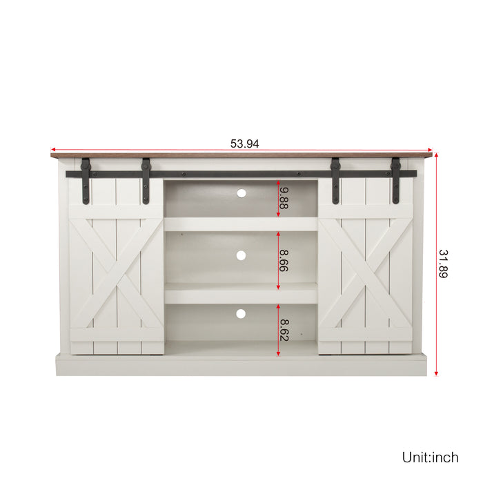 Farmhouse Sliding Barn Door TV Stand for TV up to 65 Inch