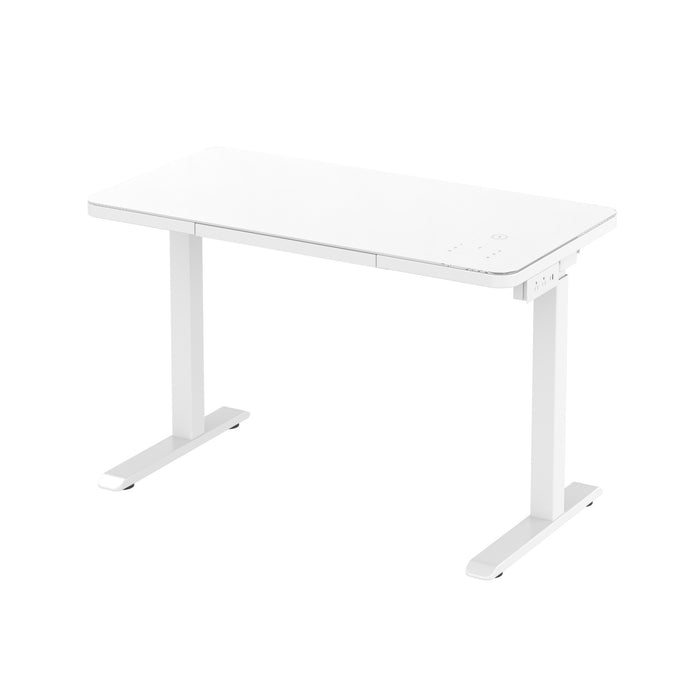 Glass tabletop standing desk - White