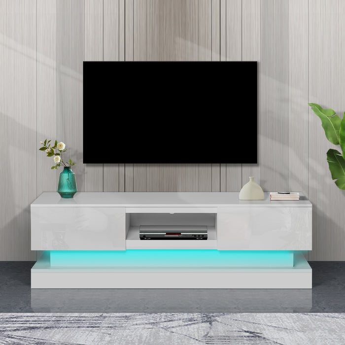 WHITE morden TV Stand with LED Lights - WHITE