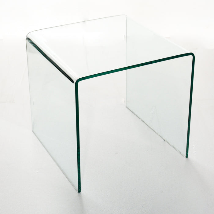 Small Clear Glass End Table, Tempered Glass