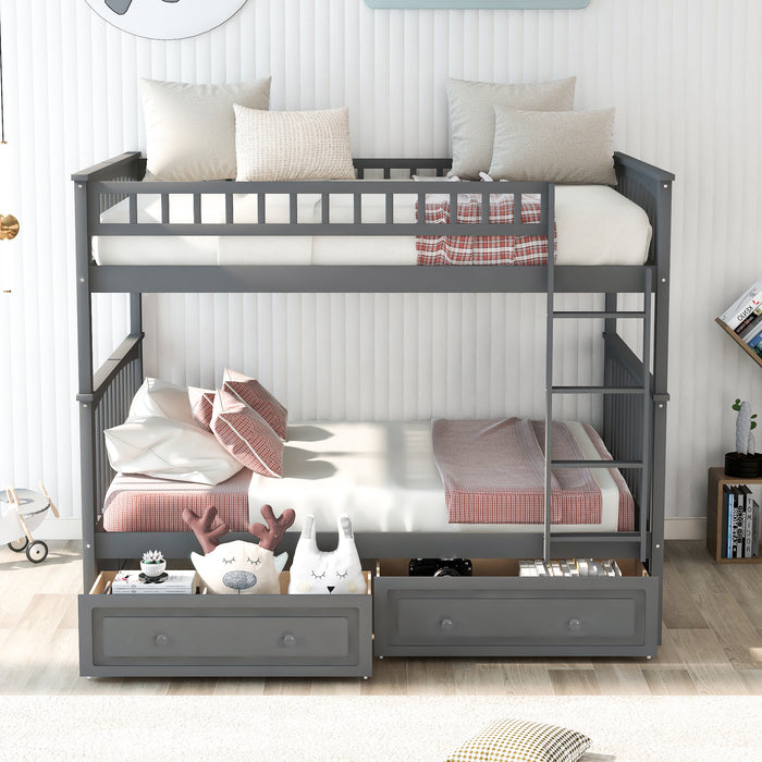 Full over Full Bunk Bed with Drawers