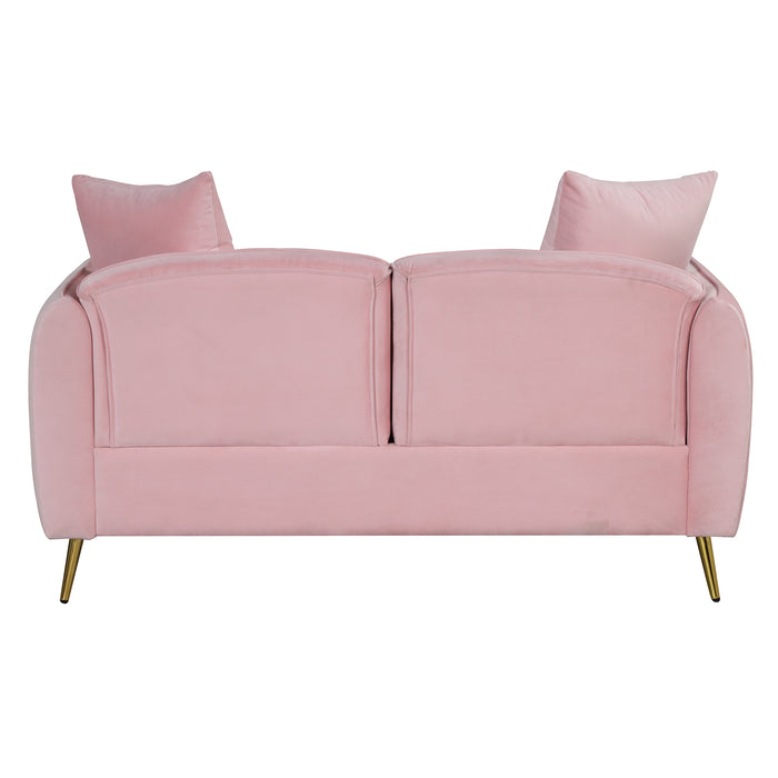 2 Piece Velvet Upholstered Sofa Sets, Pink