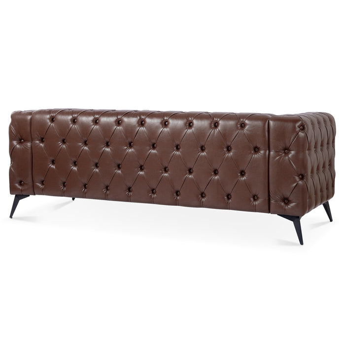 Traditional  Square Arm, removable cushion 3 seater Sofa - Brown