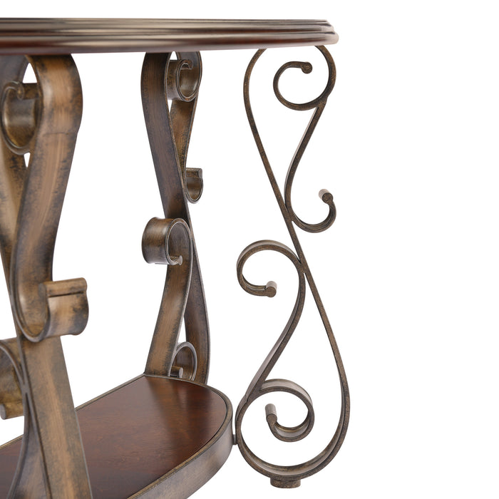 Console Table with Glass Table Top - Dark Brown