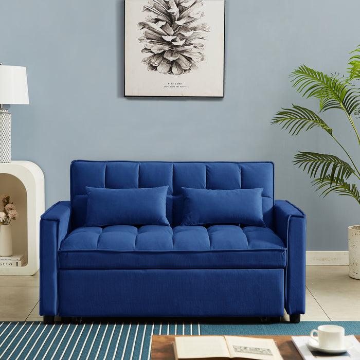 Modern Velvet Convertible Loveseat Sleeper - Blue