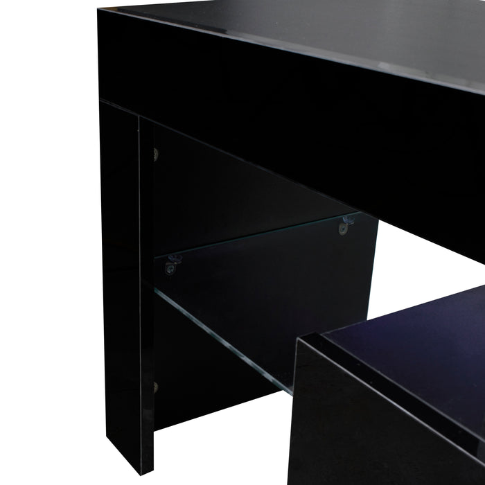 Black TV Stand with LED RGB Lights (Black)