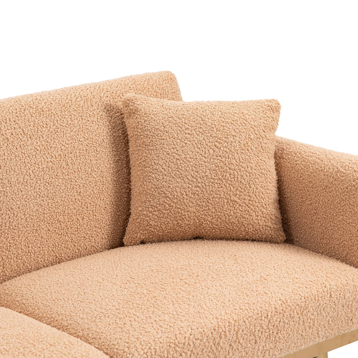 Modern  Velvet  Sofa Futon - Camel Teddy