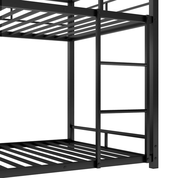 Metal Twin Size Triple Bunk Bed - Black