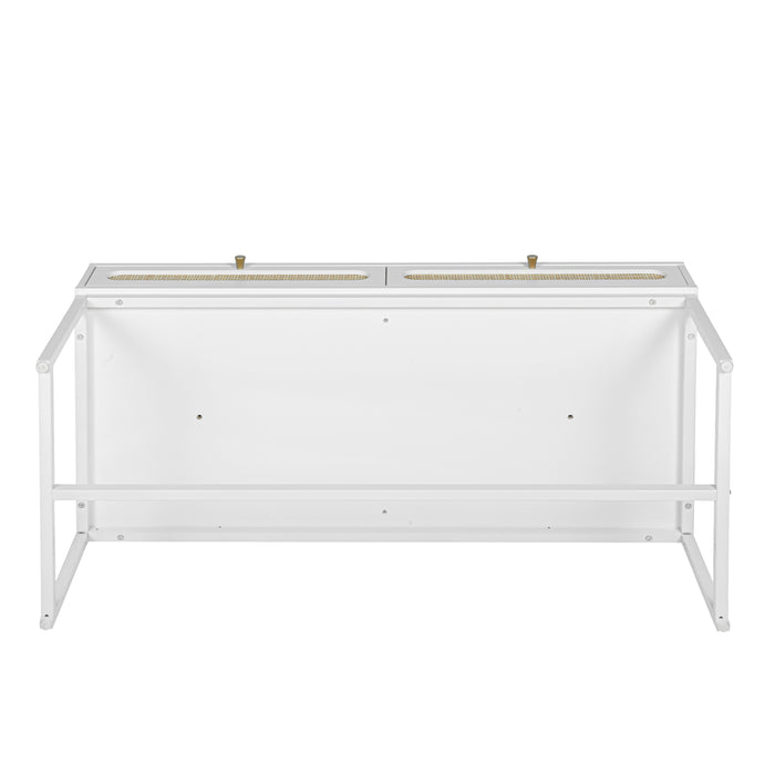 2 Rattan Drawer Coffee Table - White