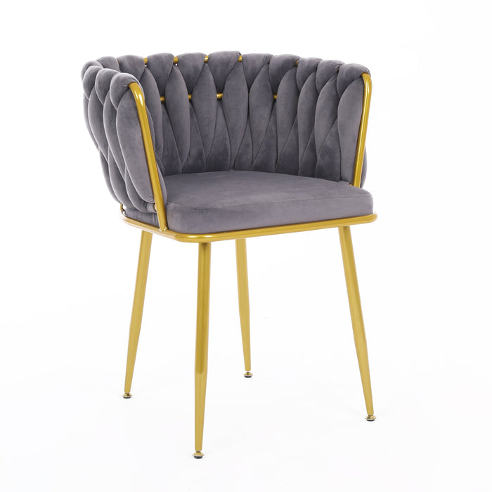 Velvet Dinning upholstered Chair with Gold Metal Legs (grey)