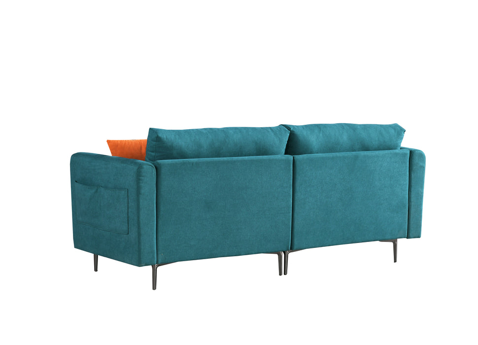 Modern Fabric Loveseat  with 2 Side Pockets - Green