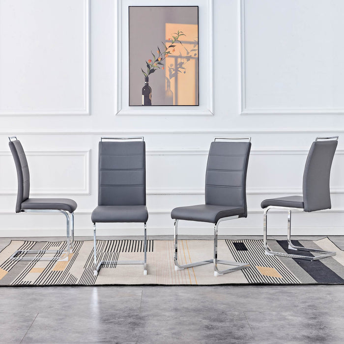 Modern Dining Chairs (Set of 4) ( Gray+PU)