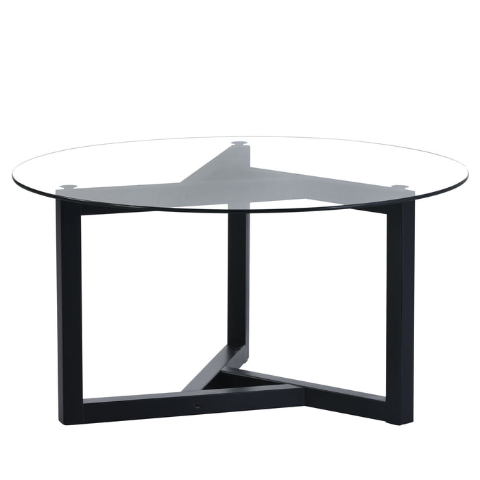 Round Glass Coffee Table (Black)