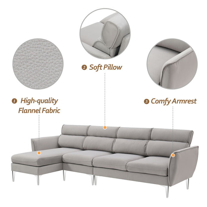 Convertible L Shape Sectional Sofa - Gray