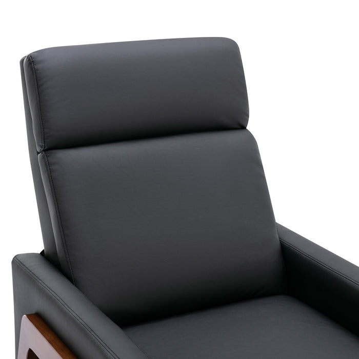 Set of 2 - Framed PU Leather Recliner Chair - Black