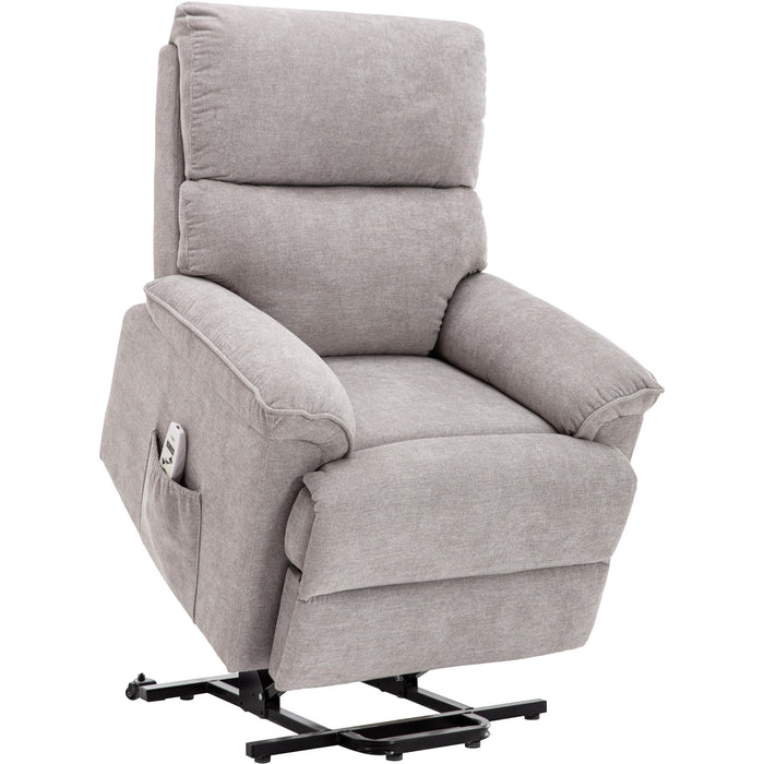 Deluxe Power Lift Recliner with Massage and Heat Function,Light Gray