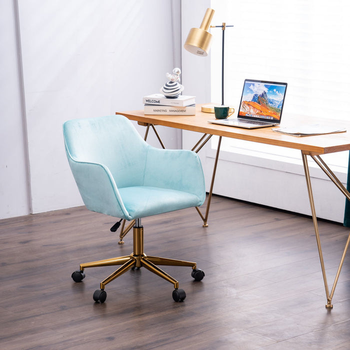 Modern Velvet Home Office Chair - light Blue