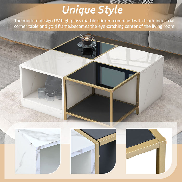 2-layer Modern Coffee Table with Metal Frame