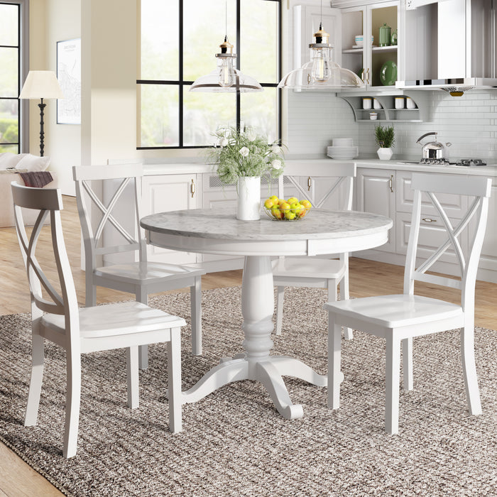 5 Pieces Dining Table and Chairs Set - White