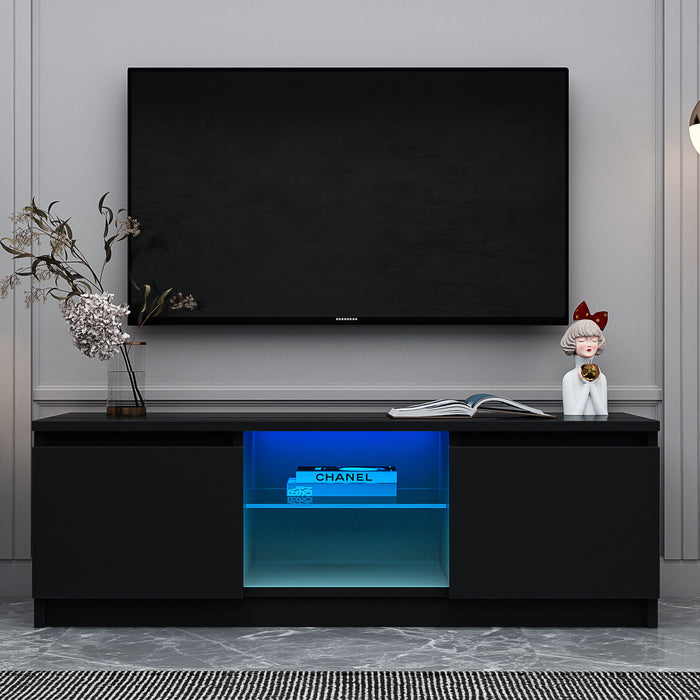 Black  TV Stand with LED Lights