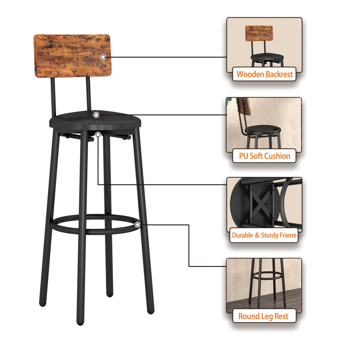 5- Piece Bar Table Set - Rustic Brown