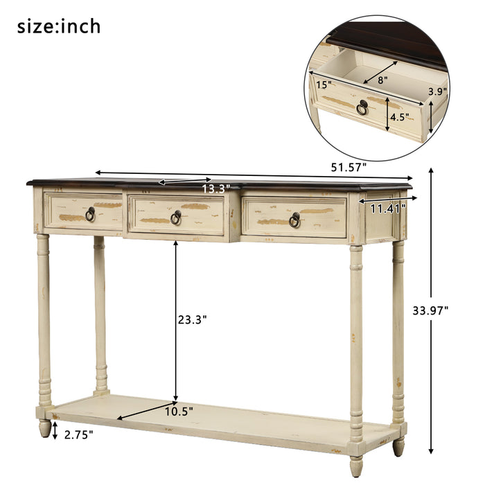 Console Table with Drawers - (Beige)