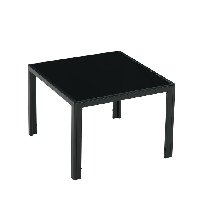 Coffee Table Set of 2, Square Modern Table with Tempered Glass Finish - Black